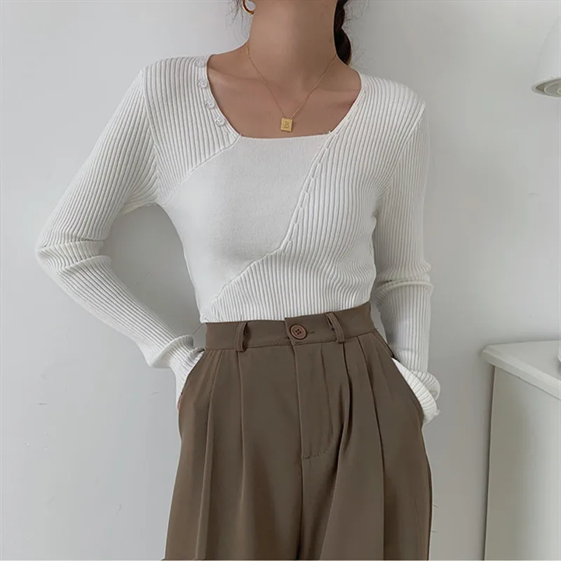 2020 Autumn New Korean Style Square Neck Design Knit Sweater Women's Long-Sleeved All-Match Bottoming Top
2020 Autumn New Korean Style Square Neck Design Knit Sweater Women's Long-Sleeved All-Match Bottoming Top