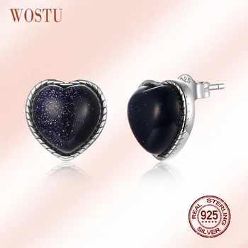 WOSTU Original 925 Sterling Silver Starry Sky Heart Stud Earrings Blue Sandstone Tiny Earrings For Female Luxury Jewelry CQE956 
WOSTU Original 925 Sterling Silver Starry Sky Heart Stud Earrings Blue Sandstone Tiny Earrings For Female Luxury Jewelry CQE956