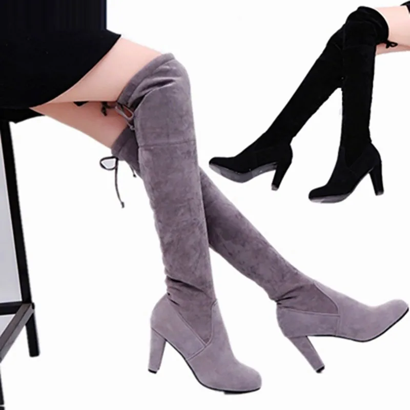 New-Winter-Over-The-Knee-Women-Boots-Autumn-Flock-Leather-Pointed-Toe-Long-Boots-Lace-Up (1)