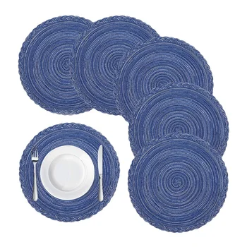 Round Braided Placemats for Dining Table Set of 6 - Woven Heat Resistant Non-Slip Kitchen Table Mats, 36 Diameter, Blue
Round Braided Placemats for Dining Table Set of 6 - Woven Heat Resistant Non-Slip Kitchen Table Mats, 36 Diameter, Blue