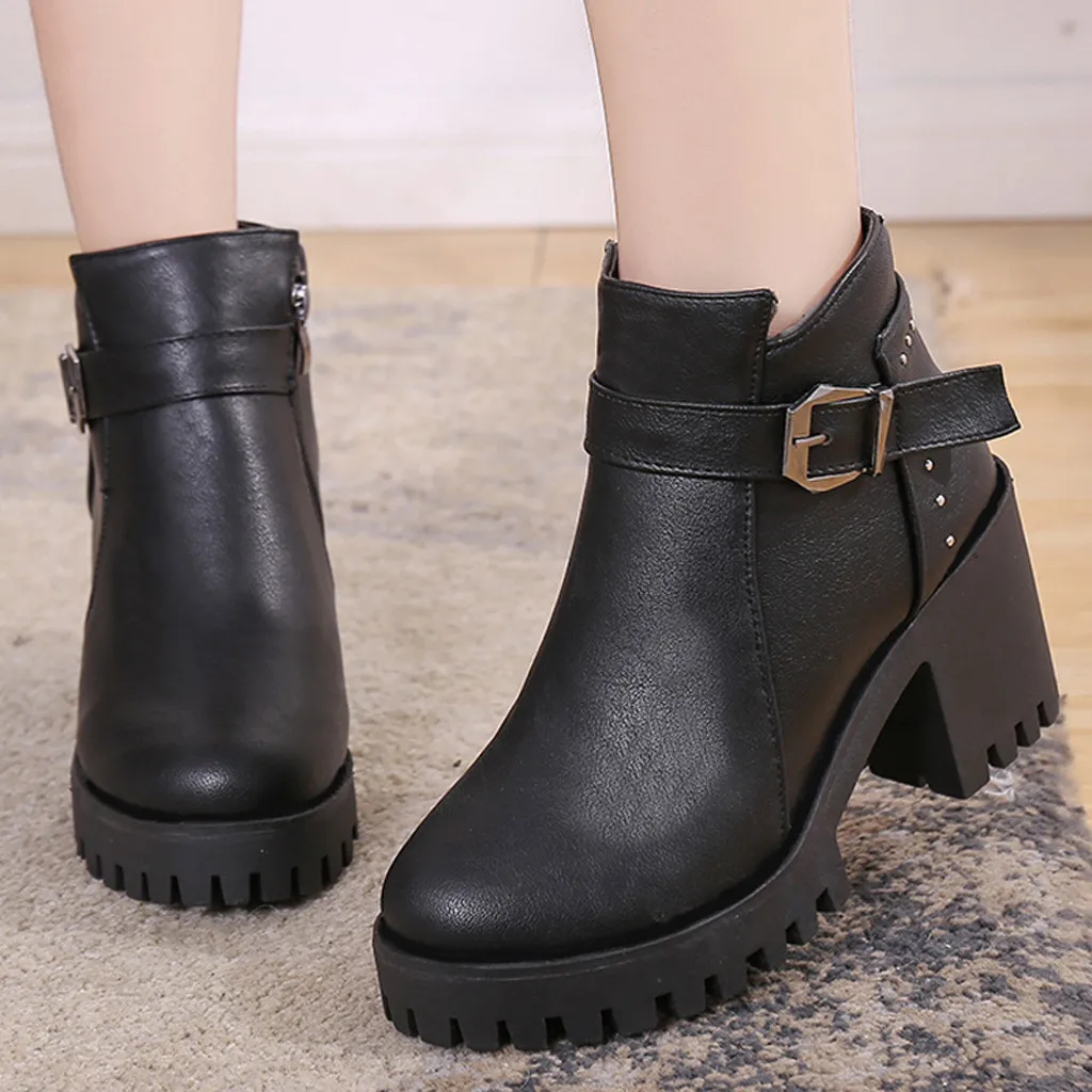SAGACE New 2019 Spring And AutumnFashion Women's Square Heel Rivets Boots Buckle Strap Boots Round Toe Shoes bota feminina Jul26
SAGACE New 2019 Spring And AutumnFashion Women's Square Heel Rivets Boots Buckle Strap Boots Round Toe Shoes bota feminina Jul26