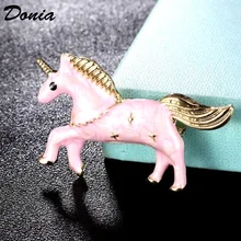 

Donia jewelry Fashion women's carton light blue unicorn shape animal hijab accessories women's brand couple brooch scarf pin