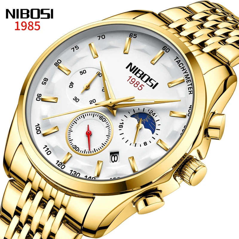 NIBOSI New Fashion Men's Top Luxury Brand Casual Watch Men Watches Waterproof Luminous 24 Hours Moon Phase Stainless Steel Watch
NIBOSI New Fashion Men's Top Luxury Brand Casual Watch Men Watches Waterproof Luminous 24 Hours Moon Phase Stainless Steel Watch