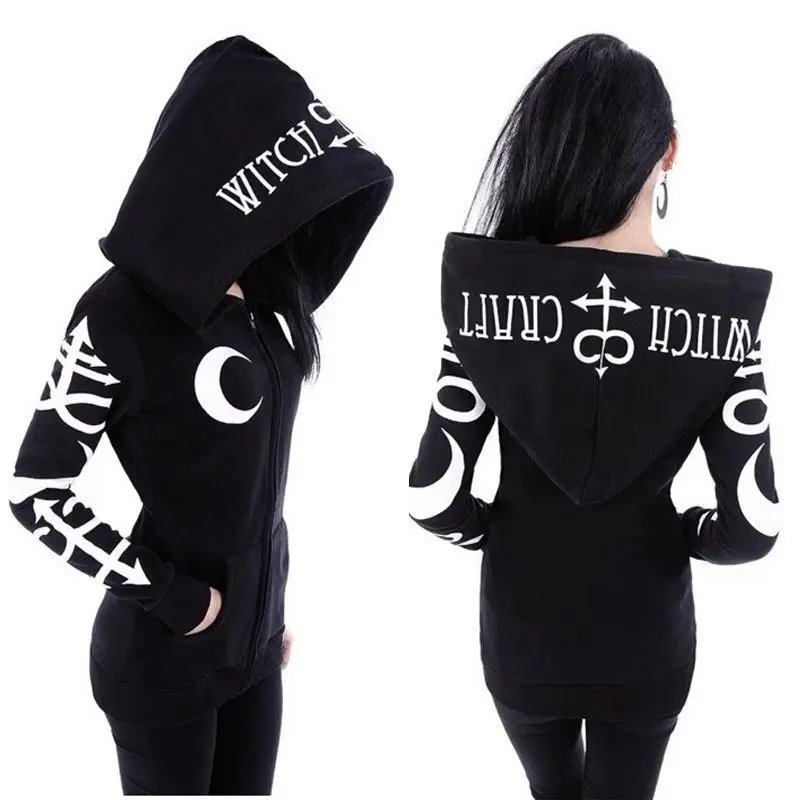Women Gothinc Punk Style Moon Letter Printed Sweatshirts Hoodies Autumn Long Sleeve Black Jacket Hoody Coats WDC3313
Women Gothinc Punk Style Moon Letter Printed Sweatshirts Hoodies Autumn Long Sleeve Black Jacket Hoody Coats WDC3313