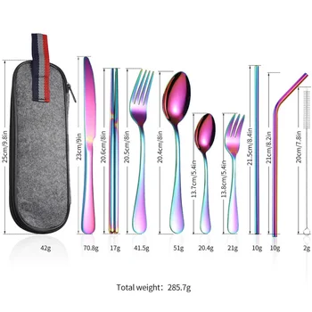 9pcs Stainless Steel Portable Cutlery Straw, Knife, Forks, Spoon And Chopsticks Combination Dinnerware Sets
9pcs Stainless Steel Portable Cutlery Straw, Knife, Forks, Spoon And Chopsticks Combination Dinnerware Sets