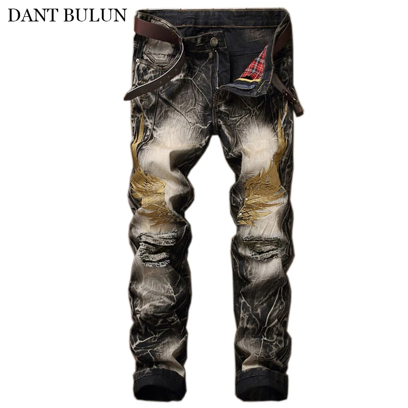 Men Jeans Pants Ripped Embroidery Jeans Homme Streetwear Hip Hop Trousers Patches Slim Fit Straight Soft Black Biker Jeans
Men Jeans Pants Ripped Embroidery Jeans Homme Streetwear Hip Hop Trousers Patches Slim Fit Straight Soft Black Biker Jeans