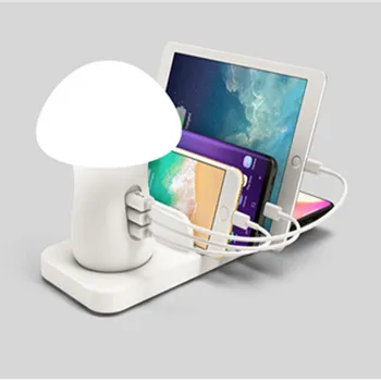 

Mushroom Lamp 3-port USB Hub LDE Lamp QC3.0 Fast Charging Protocol Multi-function Mobile Phone Bracket Fast Charging Converter