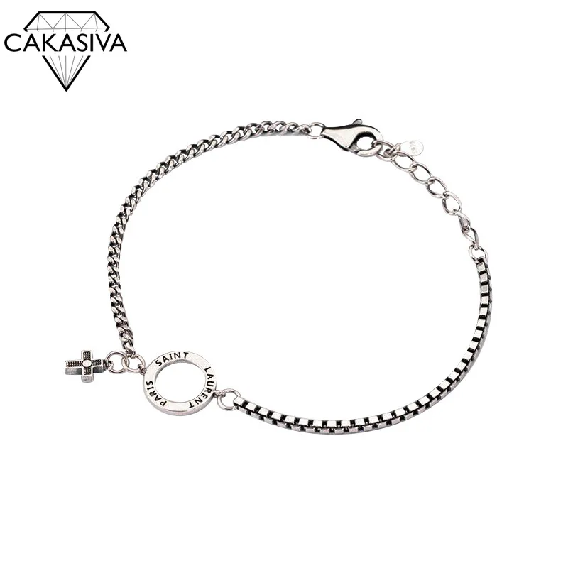 S925 Sterling Silver Bracelet Vintage Cross Circle Bracelets Bangle Silver Box Chain Simple Girlfriends Hand Jewelry
S925 Sterling Silver Bracelet Vintage Cross Circle Bracelets Bangle Silver Box Chain Simple Girlfriends Hand Jewelry