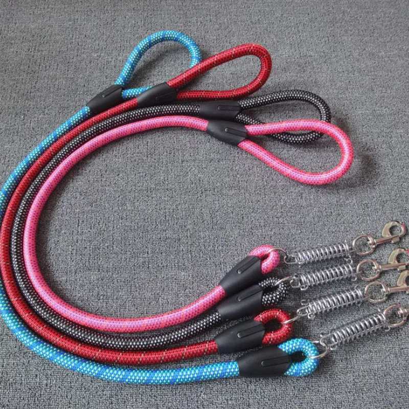 

Nylon Pet Dog Leash Super Strong Dog Collar For Medium Large Dogs with Spring 60cm Anti Pull Leashes For Pets Training Running