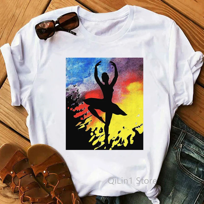 

Gym Art Print Tee Shirt Femme Ballet Dancer Gymnast Lover Birthday Gift Tops Girls Summer White Gymnastics Casual T Shirt Women