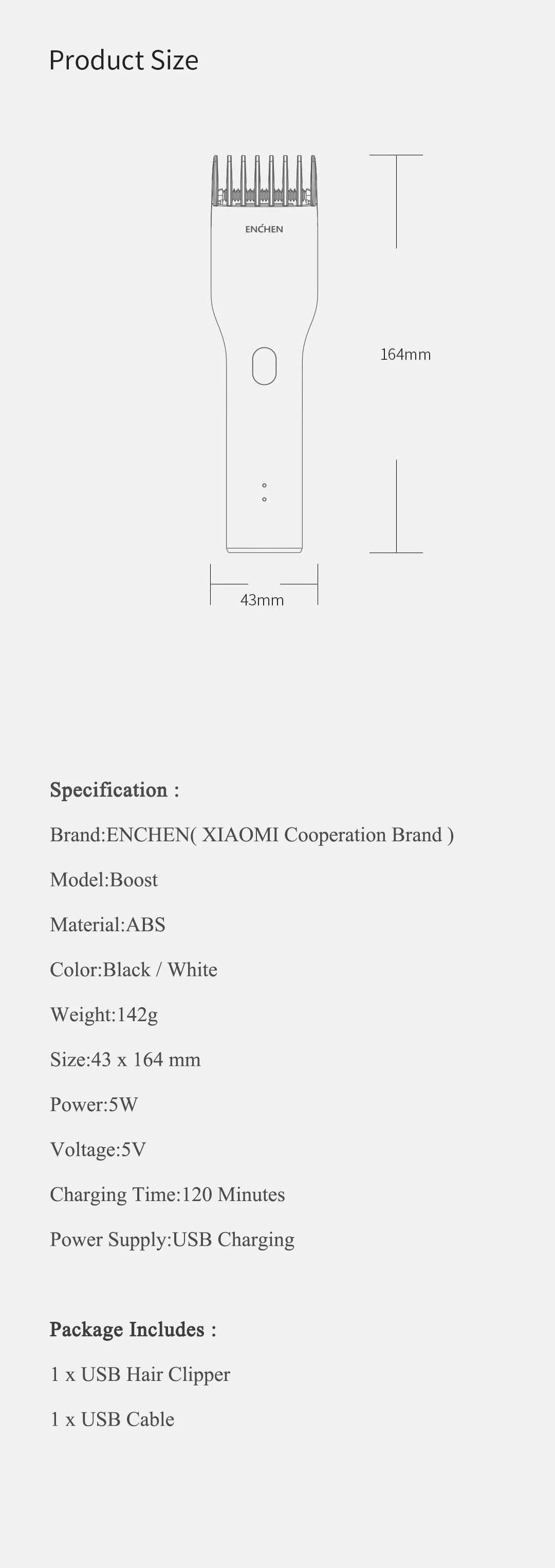 xiaomi enchen hair clipper english manual