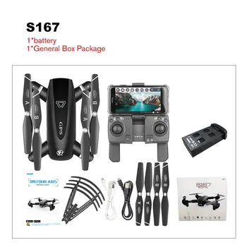 S167 2.4G/5G WIFI FPV 720P/1080P/4K HD Camera GPS 120 Degree Wide-angle Drone Foldable RC Four-axis Aircraft with Battery
S167 2.4G/5G WIFI FPV 720P/1080P/4K HD Camera GPS 120 Degree Wide-angle Drone Foldable RC Four-axis Aircraft with Battery