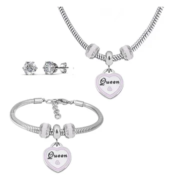 Stainless Steel Jewelry Woman Sets Heart Necklace Earrings Bracelet Set Accessories Fashion Jewelry sets Gifts For Women 
Stainless Steel Jewelry Woman Sets Heart Necklace Earrings Bracelet Set Accessories Fashion Jewelry sets Gifts For Women
