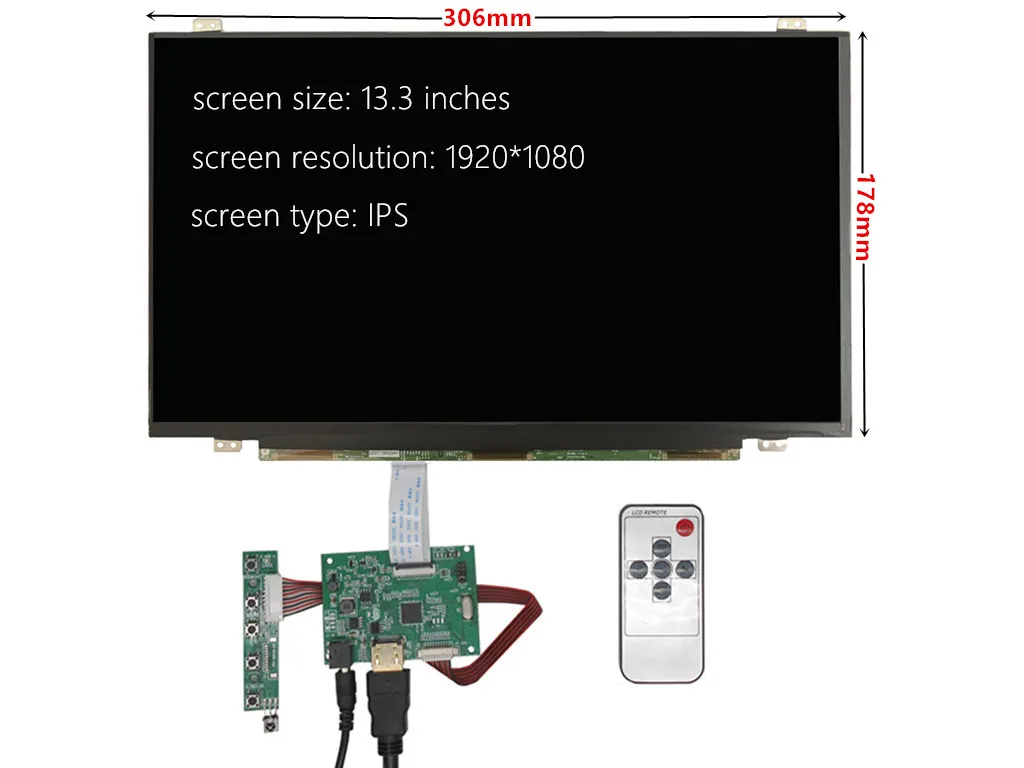 Фото 13.3 Inch 1920*1080 IPS Screen Display LCD Monitor Driver Control Board HDMI-Compatible For Lattepanda Raspberry Pi Banana | Компьютеры и