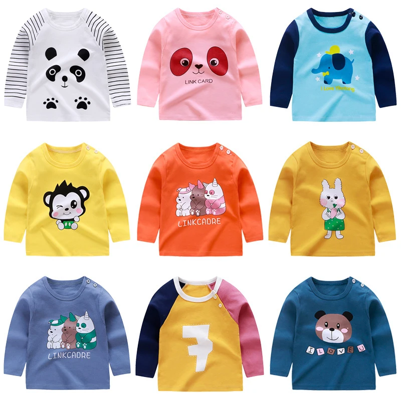 Одежда для маленьких девочек футболка Осенняя детская с длинным рукавом топы