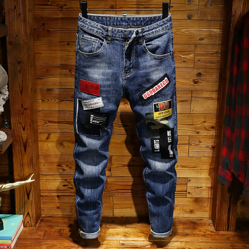 New skinny jeans for men elastic badge slim pants men clothes hip hop Spring Autumn blue
New skinny jeans for men elastic badge slim pants men clothes hip hop Spring Autumn blue