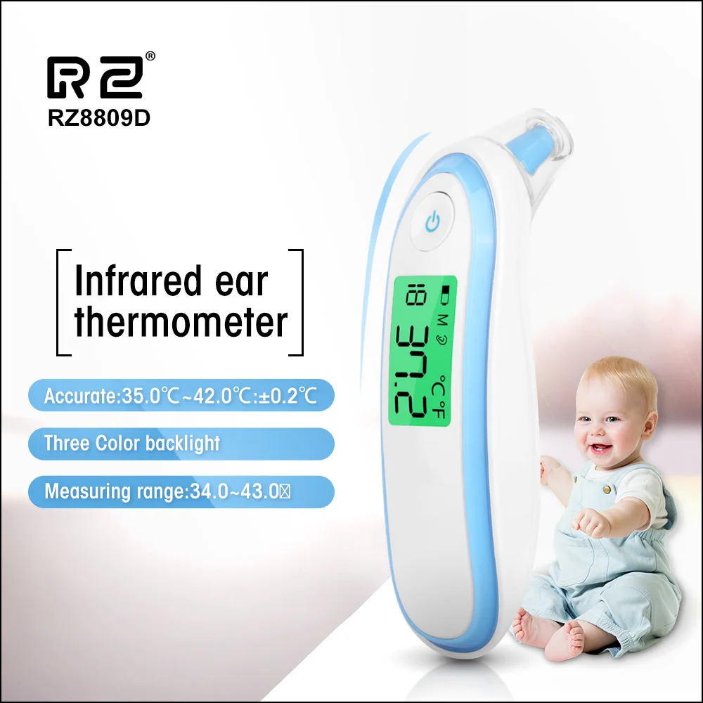 

RZ Baby Infrared Thermometer Medical Household Body Children Adults Forehead Ear Forehead Digital Non-Contact Fever Thermometer