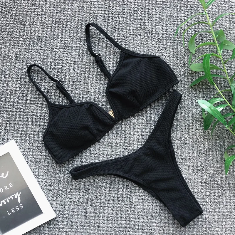 women summer swimsuit sexy bikini swimwear triangle retro thong bikinis set push up string monokini mujer biquinis feminino 2020