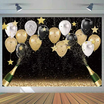 Happy Birthday Balloons Champagne Graduation Party Backdrop for Photography Gold Decoration Supplies for Photographic Photo Prop
Happy Birthday Balloons Champagne Graduation Party Backdrop for Photography Gold Decoration Supplies for Photographic Photo Prop