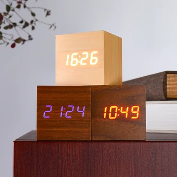 Sound Control Cube LED Wooden Alarm Clock Multicolor Square Desktop Table Digital Wood USB/AAA Date Display With Backlight
Sound Control Cube LED Wooden Alarm Clock Multicolor Square Desktop Table Digital Wood USB/AAA Date Display With Backlight