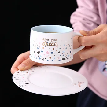 Creative Ceramic Coffee Cup with Spoon Nordic White Hand Painted Tea Cup Porcelain High Quality Teacup and Saucer Gift MM60BYD 
Creative Ceramic Coffee Cup with Spoon Nordic White Hand Painted Tea Cup Porcelain High Quality Teacup and Saucer Gift MM60BYD