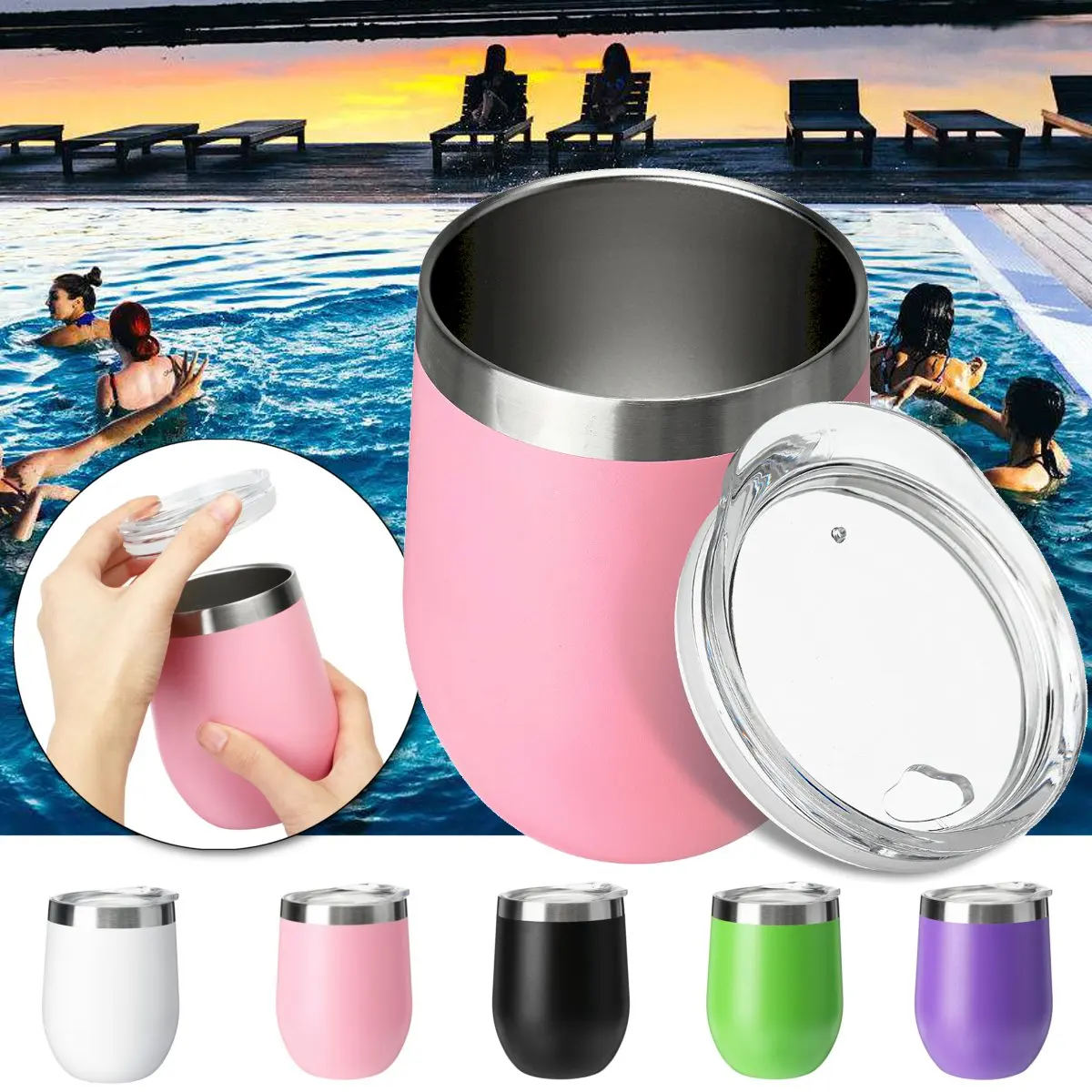 360ML Vacuum Cup Cocktail Wine Glass 12 Ounce Stainless Steel Double Insulated Tumbler Coffee Drinking Bottle Spill Proof Lid
360ML Vacuum Cup Cocktail Wine Glass 12 Ounce Stainless Steel Double Insulated Tumbler Coffee Drinking Bottle Spill Proof Lid