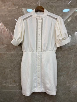 2020 Spring and Summer New Women's xiao yuan ling Button Decorative Solid Hollow Spell Hemp Short Sleeve Dress 407
2020 Spring and Summer New Women's xiao yuan ling Button Decorative Solid Hollow Spell Hemp Short Sleeve Dress 407