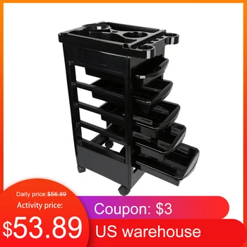 

6 Tier Salon Hairdresser Trolley Barber Beauty Storage Hair Rolling Cart Spa Coloring Hair Black Storage Cart Tool Accessory