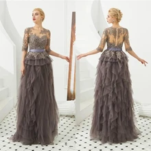 Women's Long Tulle Mother of the Bride Dresses O Neck Half Sleeves Lace Appliques Evening Gown Tierde Floor Length Ladies Robe
Women's Long Tulle Mother of the Bride Dresses O Neck Half Sleeves Lace Appliques Evening Gown Tierde Floor Length Ladies Robe