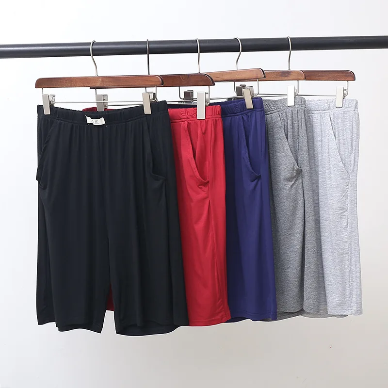 Фото Мужские шорты для сна Fdfklak черные/серые из мягкого модала модные пижамные штаны