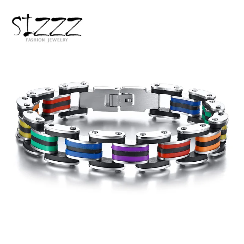 Silicone 316L Stainless Steel Bracelet Men Bangle Rainbow Color Clasp LGBT Bracelet Gay Pride Bracelet For Men Women
Silicone 316L Stainless Steel Bracelet Men Bangle Rainbow Color Clasp LGBT Bracelet Gay Pride Bracelet For Men Women