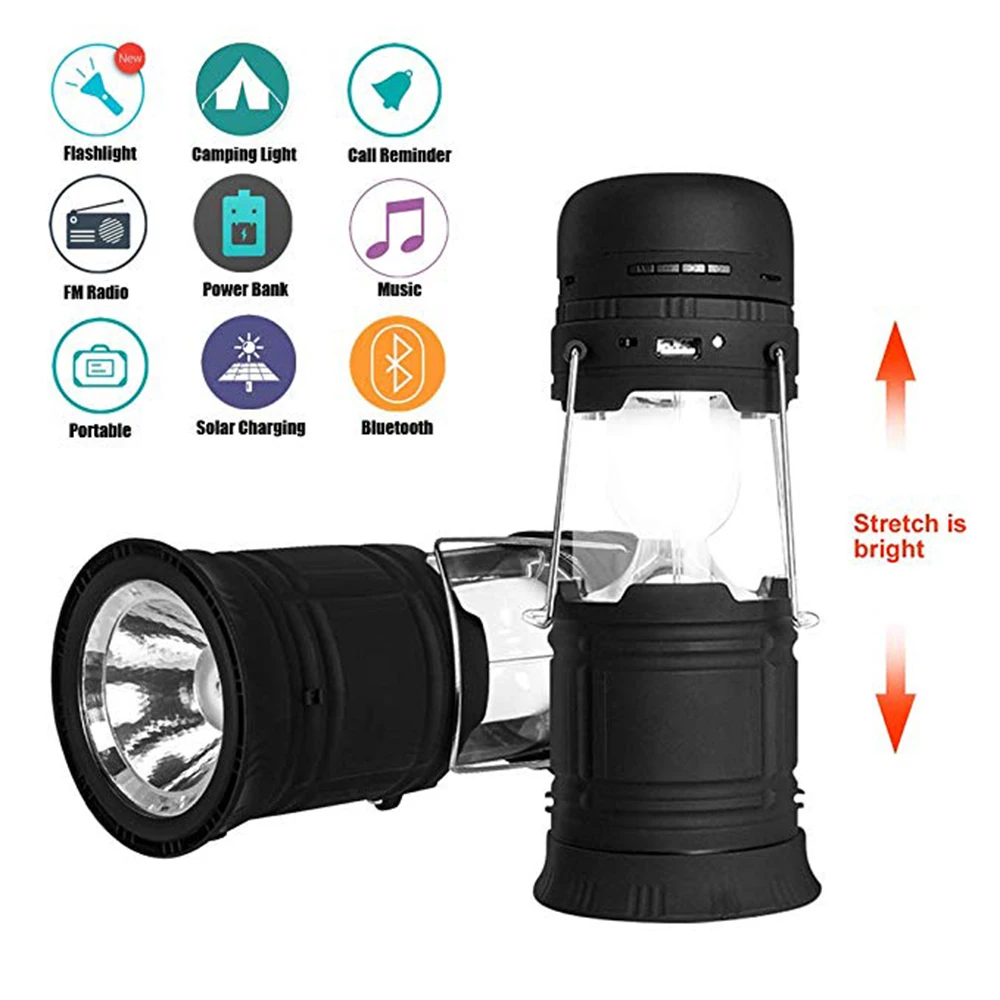 Rechargeable Camping Lantern LED Flashlights ,Included Bluetooth Speaker and FM 2200mah Power Bank Solar 5 in 1 Modes Speaker
Rechargeable Camping Lantern LED Flashlights ,Included Bluetooth Speaker and FM 2200mah Power Bank Solar 5 in 1 Modes Speaker
