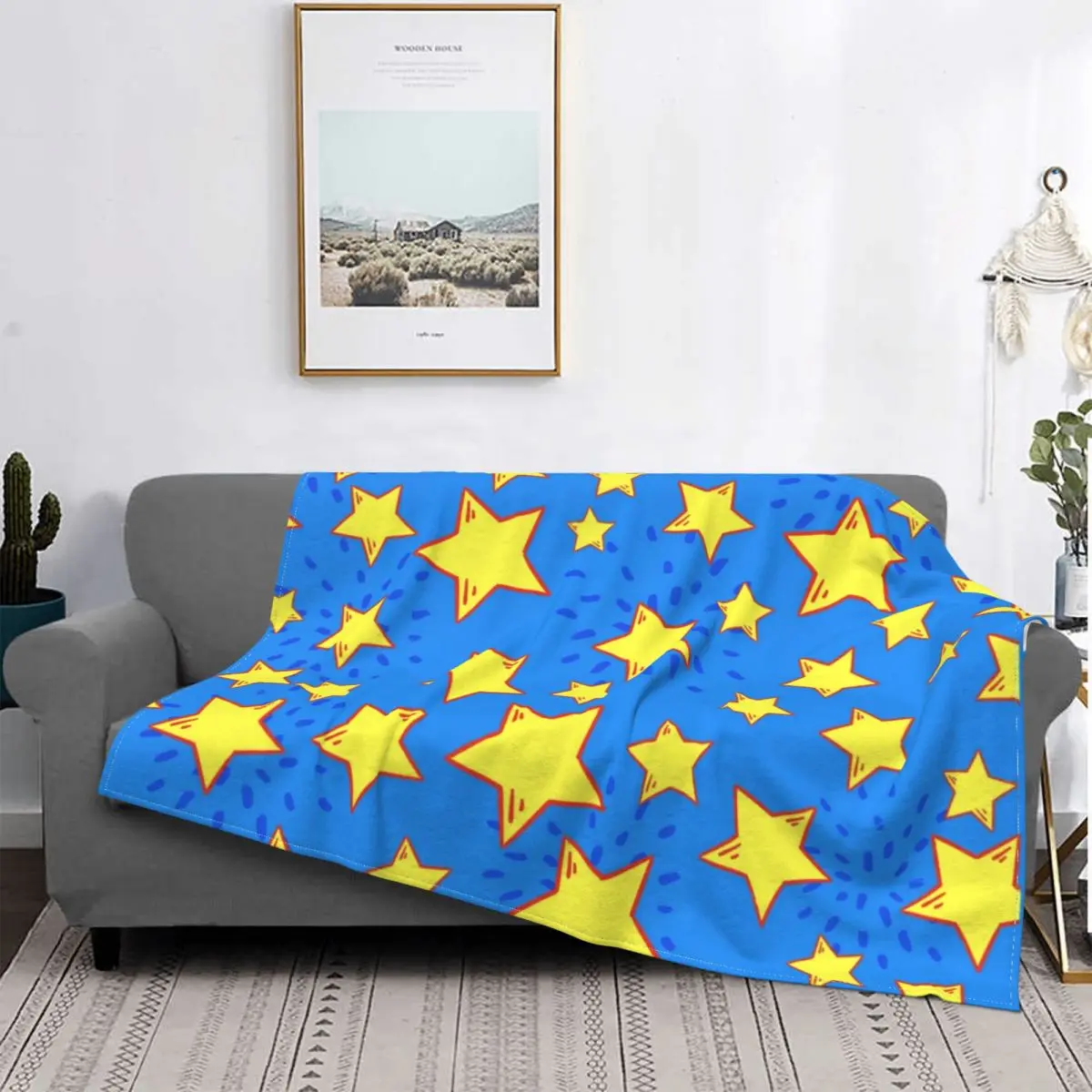 

Stars Pattern Comic Starry Bright Blanket Sky Twinkling Plush Warm Super Soft Flannel Fleece Throw Blanket For Bedding Bed Cover