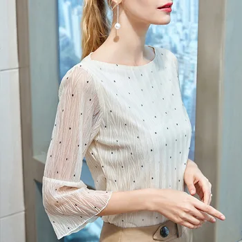 Women Spring High Street Fashion Sexy Slash Neck Flare Sleeve Polk Dot Chiffon Blouses Shirt Female Casual Loose Blusas Shirts
Women Spring High Street Fashion Sexy Slash Neck Flare Sleeve Polk Dot Chiffon Blouses Shirt Female Casual Loose Blusas Shirts