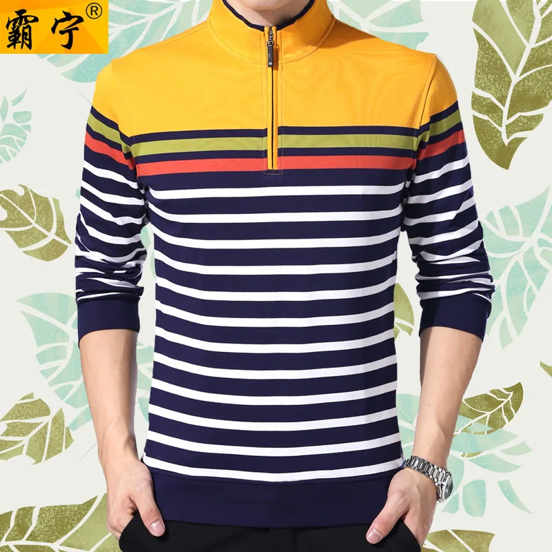 2019 Spring New Style Young And Middle-aged Men Long Sleeve Stand Collar Loose-Fit T-shirt Stripes Casual Base Shirt Daddy Cloth
2019 Spring New Style Young And Middle-aged Men Long Sleeve Stand Collar Loose-Fit T-shirt Stripes Casual Base Shirt Daddy Cloth