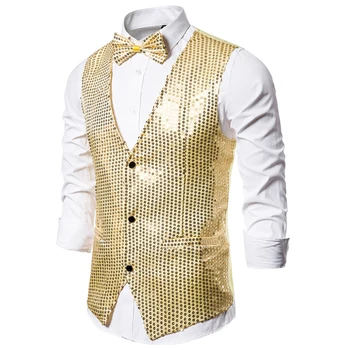 Chic Men Solid Color Single-breasted Sequins Bowknot Vest Back Strap Waistcoat Sequins Bowknot Vest Back Strap Waistcoat Men
Chic Men Solid Color Single-breasted Sequins Bowknot Vest Back Strap Waistcoat Sequins Bowknot Vest Back Strap Waistcoat Men