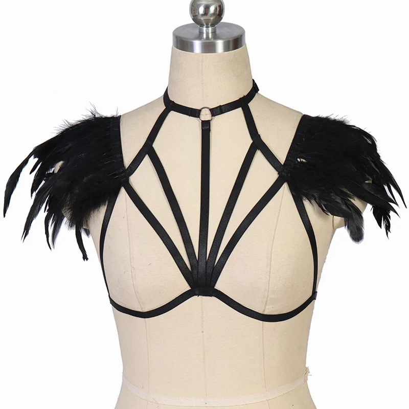 JLX.HARNESS Feather Sexy Bondage Lingerie Bra Women Goth Crop Top Body Cage Rave Burning Black Feather Body Harness Belt
JLX.HARNESS Feather Sexy Bondage Lingerie Bra Women Goth Crop Top Body Cage Rave Burning Black Feather Body Harness Belt