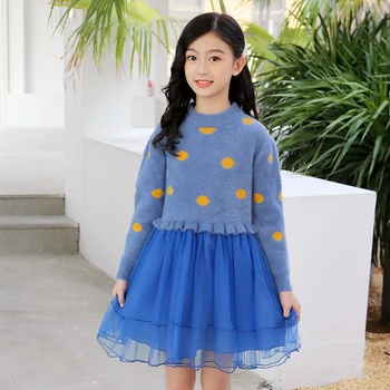 Girls Knit Dresses 3-13 years old Dot Mesh Princess Dress Casual Children's Clothing Long Sleeve Autumn Winter Kids Clothes 
Girls Knit Dresses 3-13 years old Dot Mesh Princess Dress Casual Children's Clothing Long Sleeve Autumn Winter Kids Clothes