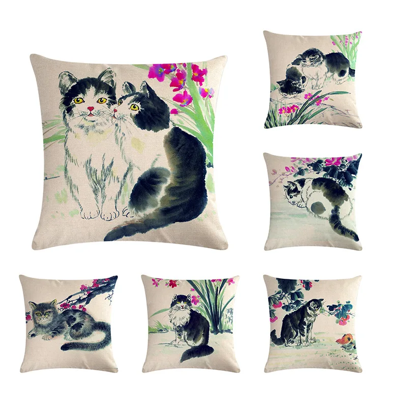 1pc Frida Sell Well Pillowcase Ink Painting Two Cute Cat Series Sofa Decorative Pillows Linen Pillow Cover Cushion Cover 45x45cm
1pc Frida Sell Well Pillowcase Ink Painting Two Cute Cat Series Sofa Decorative Pillows Linen Pillow Cover Cushion Cover 45x45cm