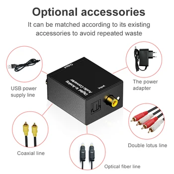 Digital Optical Coaxial Toslink Signal To Analog Audio Converter Adapter RCA Digital To Analog Audio Converter Adapter
Digital Optical Coaxial Toslink Signal To Analog Audio Converter Adapter RCA Digital To Analog Audio Converter Adapter