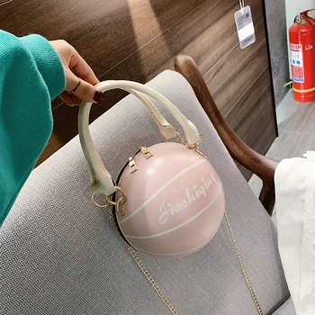Net Red Celebrity Inspired Eccentric Personality Small round Bag Women's Bag New Basketball Bag Crossbody Pink Chain Bag 
Net Red Celebrity Inspired Eccentric Personality Small round Bag Women's Bag New Basketball Bag Crossbody Pink Chain Bag