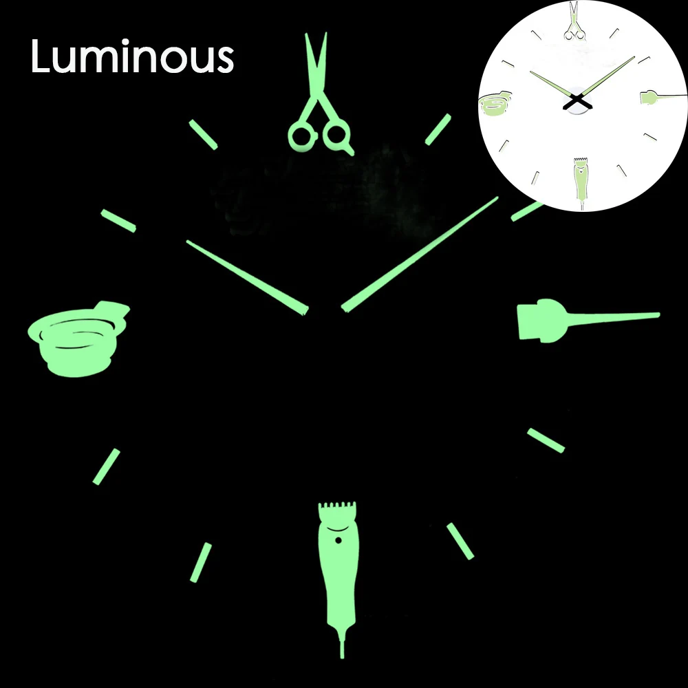 Светящиеся Настенные часы 3d большие современный дизайн Luminova зеркальные наклейки