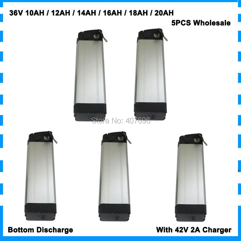 5PCS Wholesale 36V silver fish battery 36V 10AH 12AH 14AH 16AH 18AH 20AH lithium battery pack with BMS 42V 2A Charger
5PCS Wholesale 36V silver fish battery 36V 10AH 12AH 14AH 16AH 18AH 20AH lithium battery pack with BMS 42V 2A Charger
