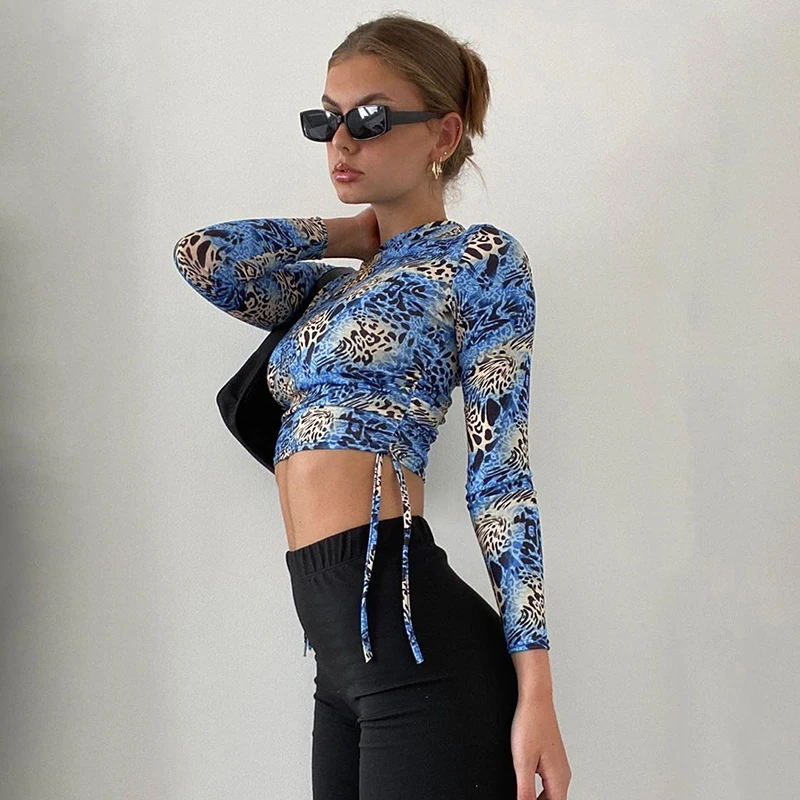 Vintage Animal Leopard Print Side Drawstring Ruched Cropped t shirt Women 2020 O-Neck Long Sleeve harajuku Tee Shirt y2k Tops
Vintage Animal Leopard Print Side Drawstring Ruched Cropped t shirt Women 2020 O-Neck Long Sleeve harajuku Tee Shirt y2k Tops