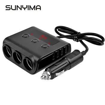 SUNYIMA 3 Way Car Cigarette 12V-24V Socket Splitter Plug LED 4 USB Charger Adapter 2.4A 100W Lighter Adapter For Phone MP3 DVR
SUNYIMA 3 Way Car Cigarette 12V-24V Socket Splitter Plug LED 4 USB Charger Adapter 2.4A 100W Lighter Adapter For Phone MP3 DVR