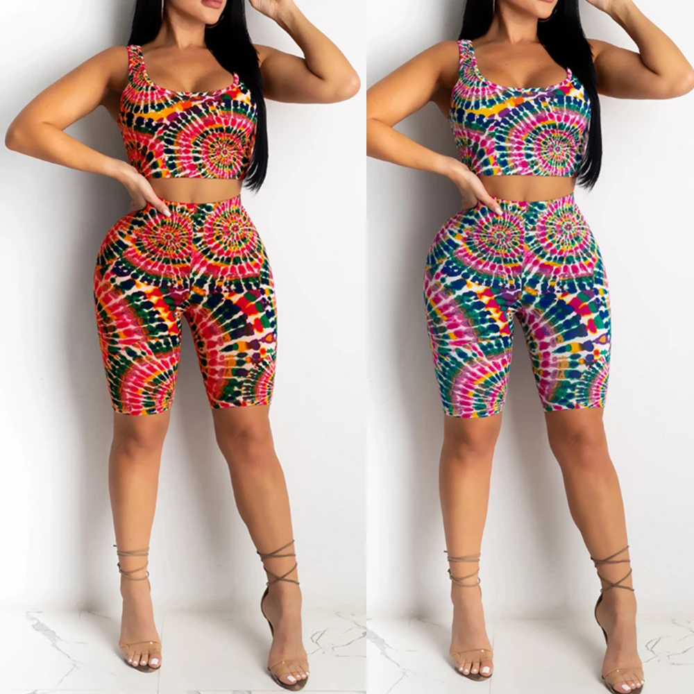2020 Women Two Pieces Sets Summer Tracksuits Strap Tie-dye Print Tops+Jogger Shorts Suit Club Leggings Sexy Fitness Outfit D30
2020 Women Two Pieces Sets Summer Tracksuits Strap Tie-dye Print Tops+Jogger Shorts Suit Club Leggings Sexy Fitness Outfit D30