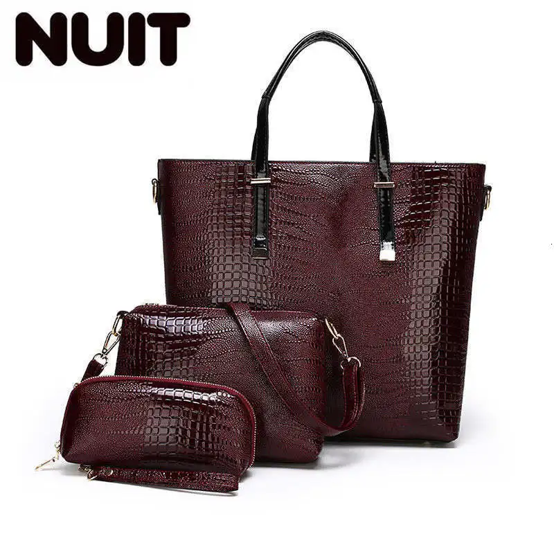 3 Sets Patent Leather Ladies Tote Bag Luxury Crocodile Pattern Handbag Purses Women Designer Classic Serpentine Shoulder Bags
3 Sets Patent Leather Ladies Tote Bag Luxury Crocodile Pattern Handbag Purses Women Designer Classic Serpentine Shoulder Bags