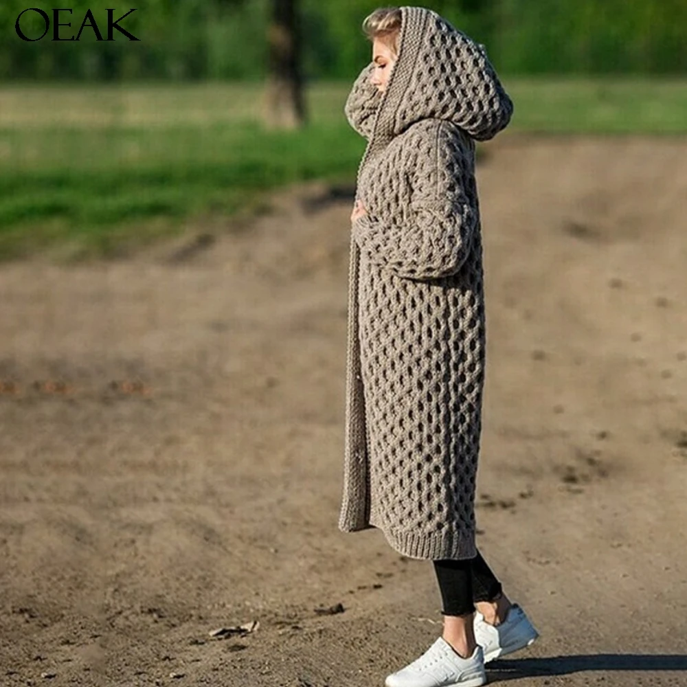 Oeak New Autumn Winter Women Hooded Coat Knitted Sweater Cashmere Cardigan Sweater Coat Lady Long Sleeve Warm Sweater 2020
Oeak New Autumn Winter Women Hooded Coat Knitted Sweater Cashmere Cardigan Sweater Coat Lady Long Sleeve Warm Sweater 2020