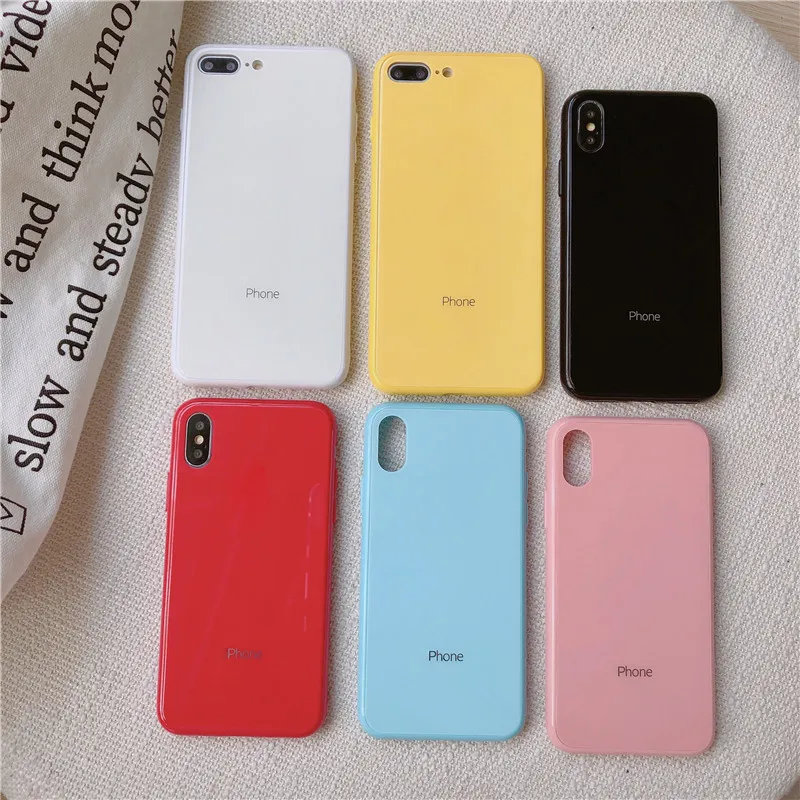 Macaron color case For iPhone X XS XR XS Max 8 7 6 6S Plus case logo Simple Solid Color Phone Glass Case
Macaron color case For iPhone X XS XR XS Max 8 7 6 6S Plus case logo Simple Solid Color Phone Glass Case