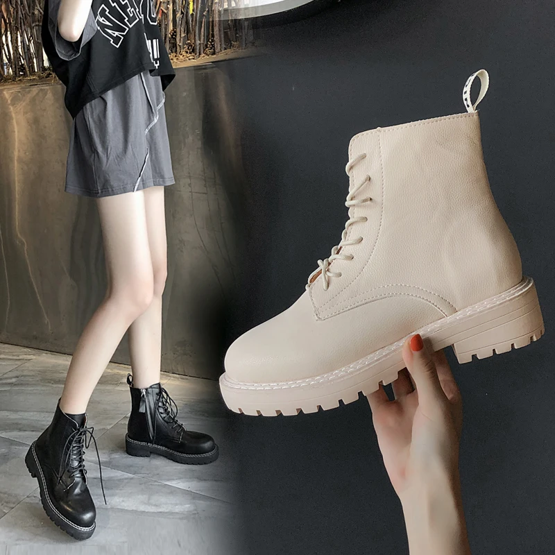 Flat Heel Round Toe Autumn Boots Women's Low Shoes Lace Up Zipper Bootee Woman 2019 Luxury Designer Booties Ladies Ankle Lolita
Flat Heel Round Toe Autumn Boots Women's Low Shoes Lace Up Zipper Bootee Woman 2019 Luxury Designer Booties Ladies Ankle Lolita